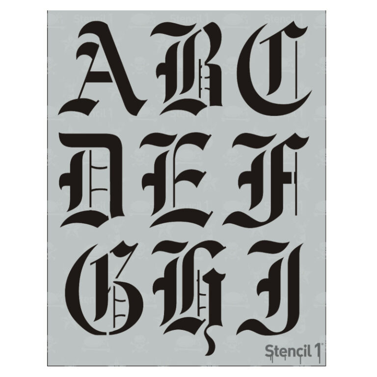 Old English Font Stencil | Stencil 1