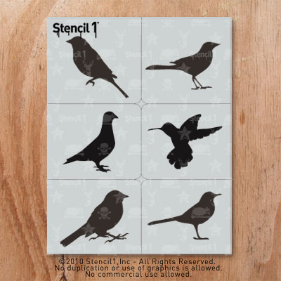 Bird Silhouettes Stencil 6-pack | Stencil 1