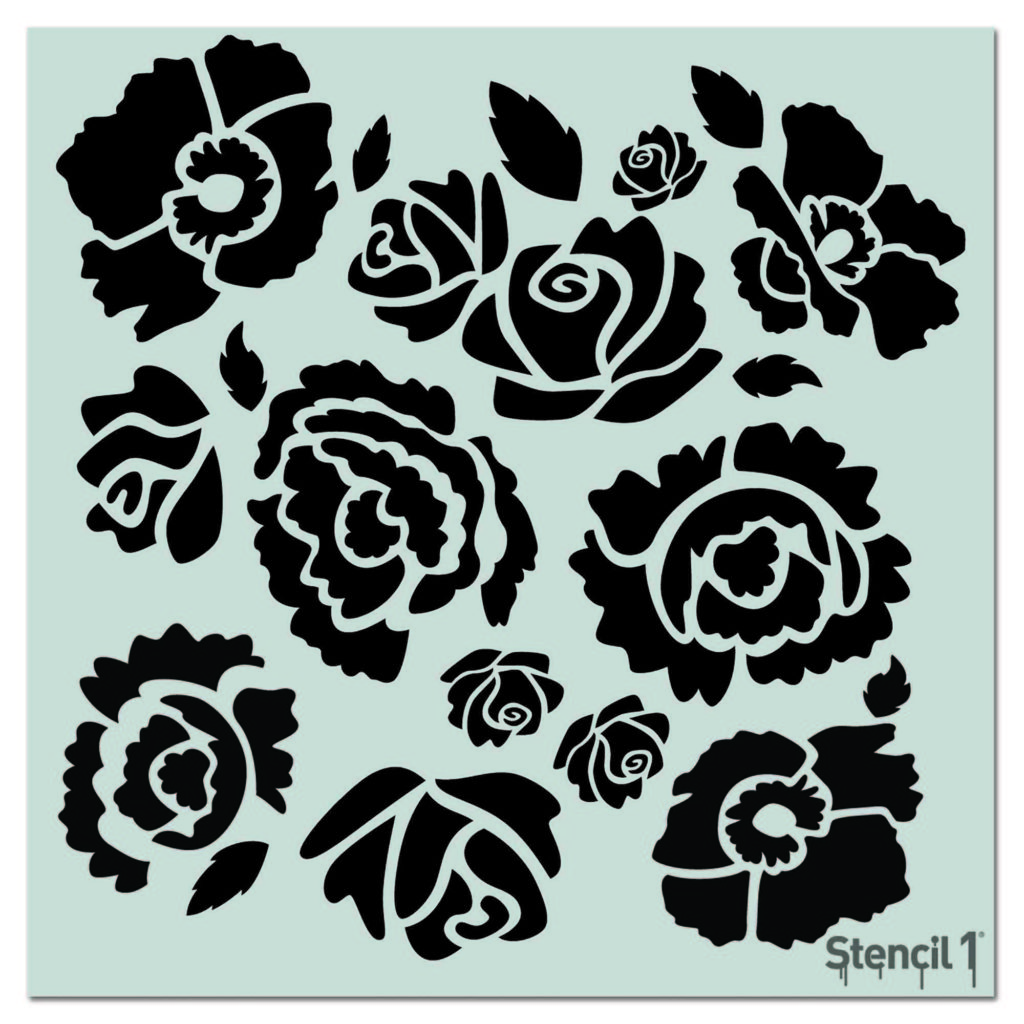 Bouquet Repeat Pattern Stencil 11x11 Stencil 1