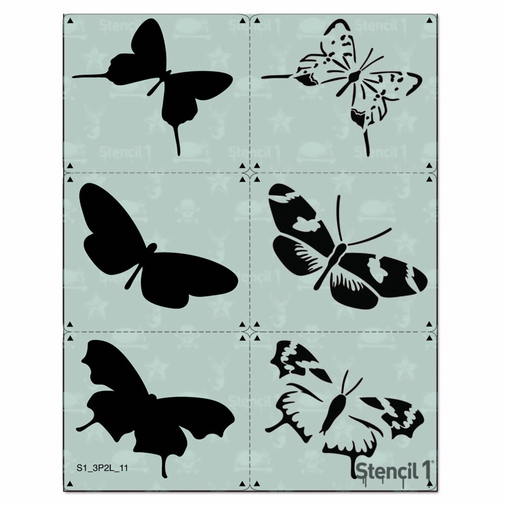 Butterflies Stencil 3-pack, Two-layers | Stencil 1