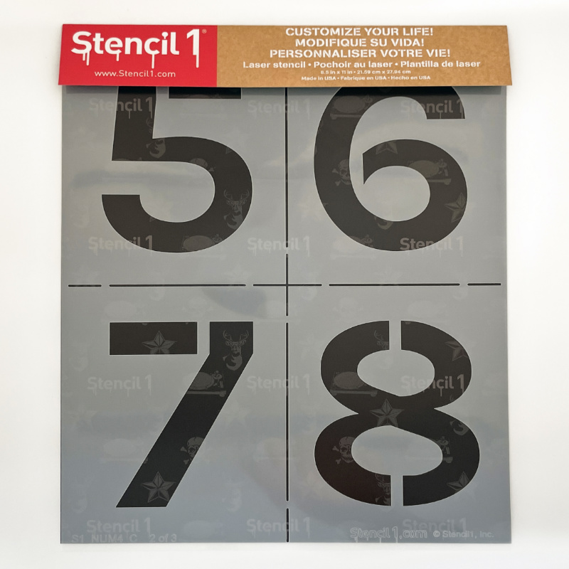 NumberStencils.Net - 4 Inch Full Block Number Stencils (100 Sheet Packs)  #(4) 54