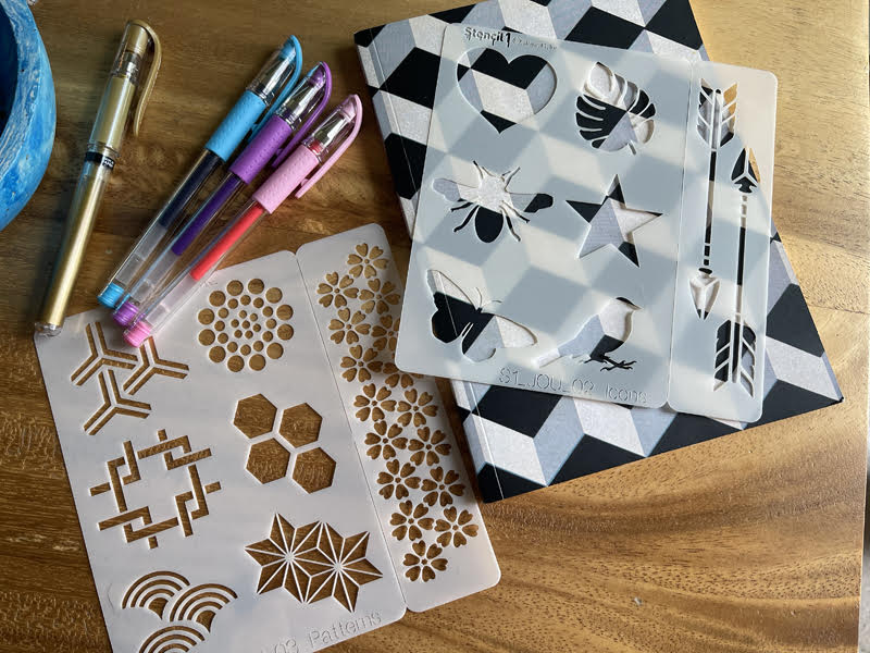 Set of 6 assorted Journalling Stencils - Set 3 - for paper crafts